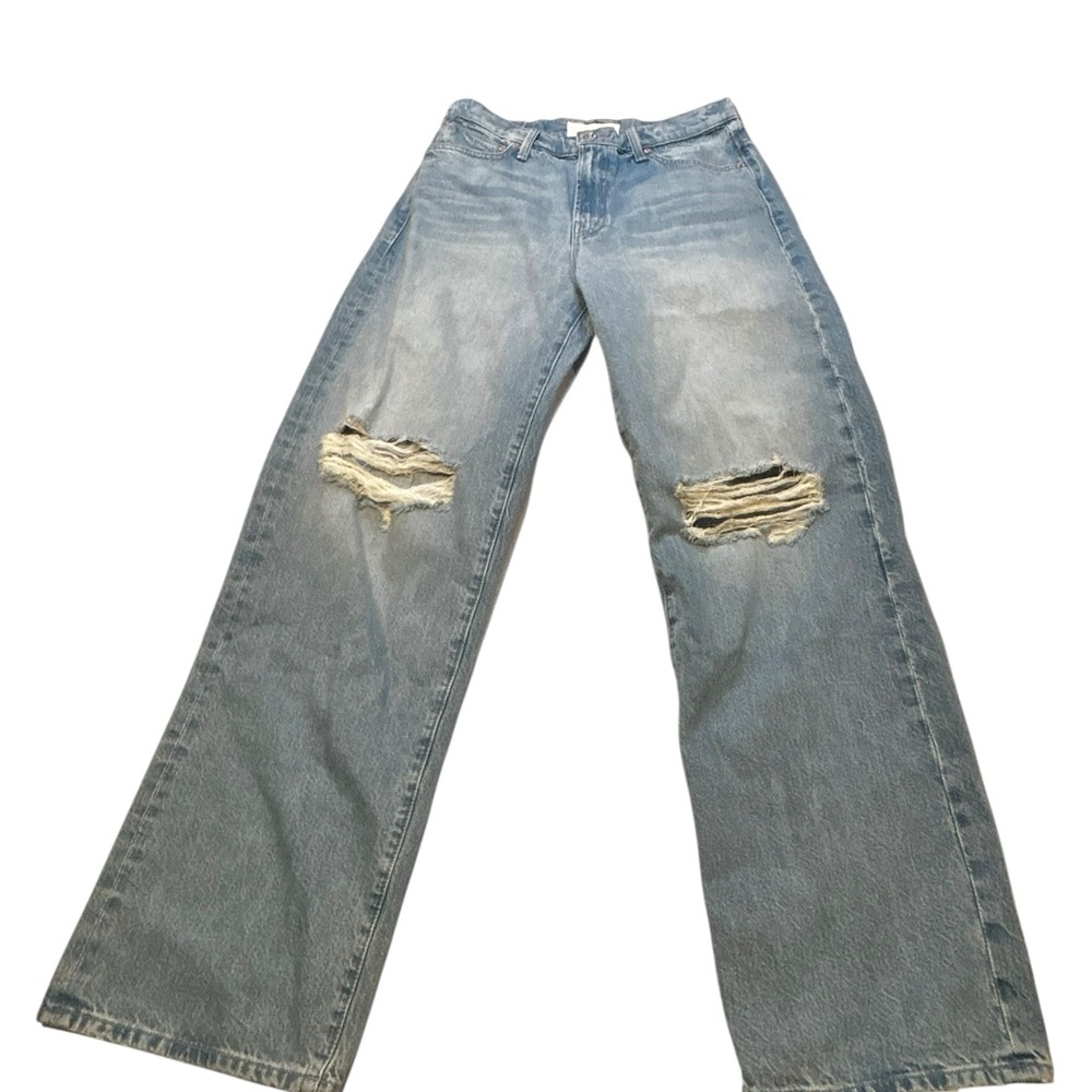 MOTHER The Dodger Sneak Jeans Size 29 Light Wash Distressed Straight